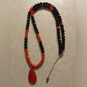 Erimish Black and Orange Beaded Necklace